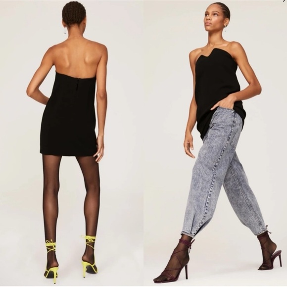 Tibi Squiggly Strapless Mini Dress in Black Size 6 - Picture 6 of 16